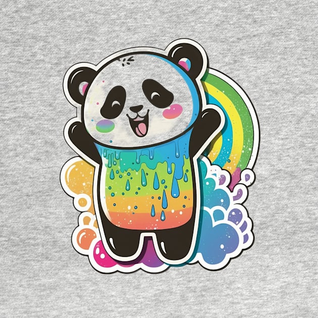 Cute Cartoon Panda Rainbow Colourful Funny Kawaii by kiddo200